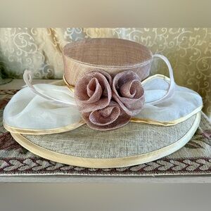 Vintage Elite Champagne Pink Acetate/Polyester Formal Church Derby Hat